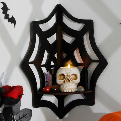 Spider Web Corner Floating Shelf, Gothic Wall-Mounted Crystal Display Shelf, Halloween Decoration, Kitchen and Home Wall Decor