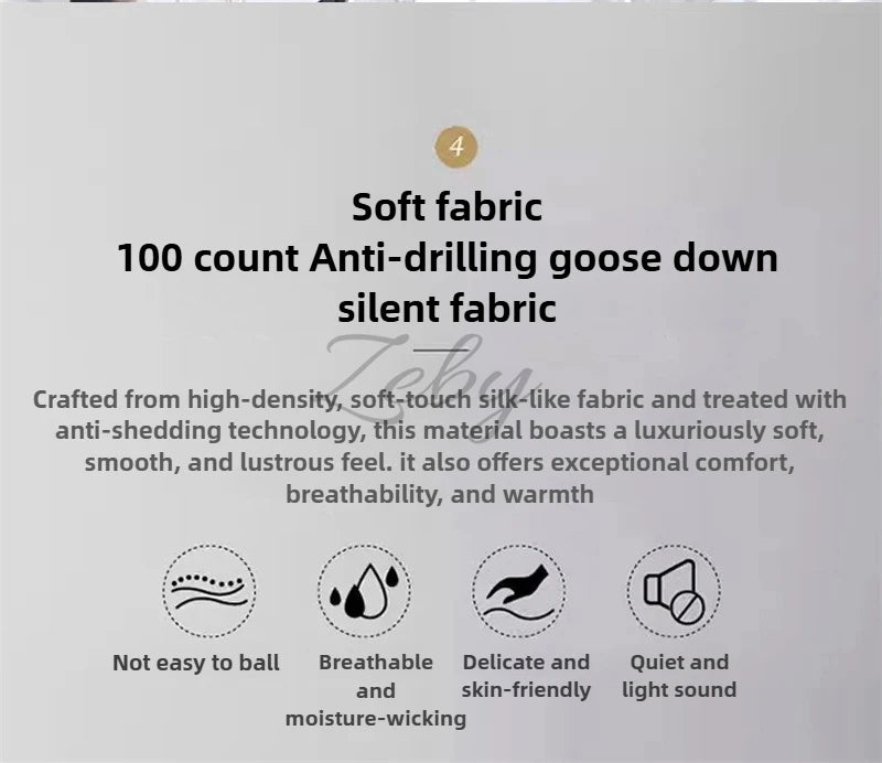 Edredón de lujo 100% plumón de ganso blanco – Duvet ligero y cálido de invierno con diseño plisado