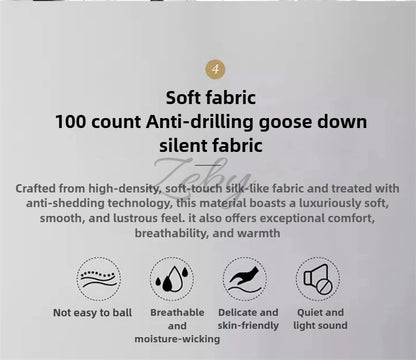 Edredón de lujo 100% plumón de ganso blanco – Duvet ligero y cálido de invierno con diseño plisado