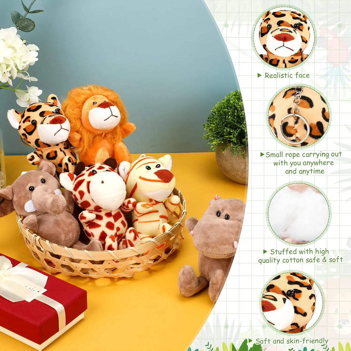 10–50PCS Mini Safari Animal Plush Toys – 12CM Jungle Stuffed Animals for Party Favors, Birthday Gifts, Baby Showers & Gift Bags