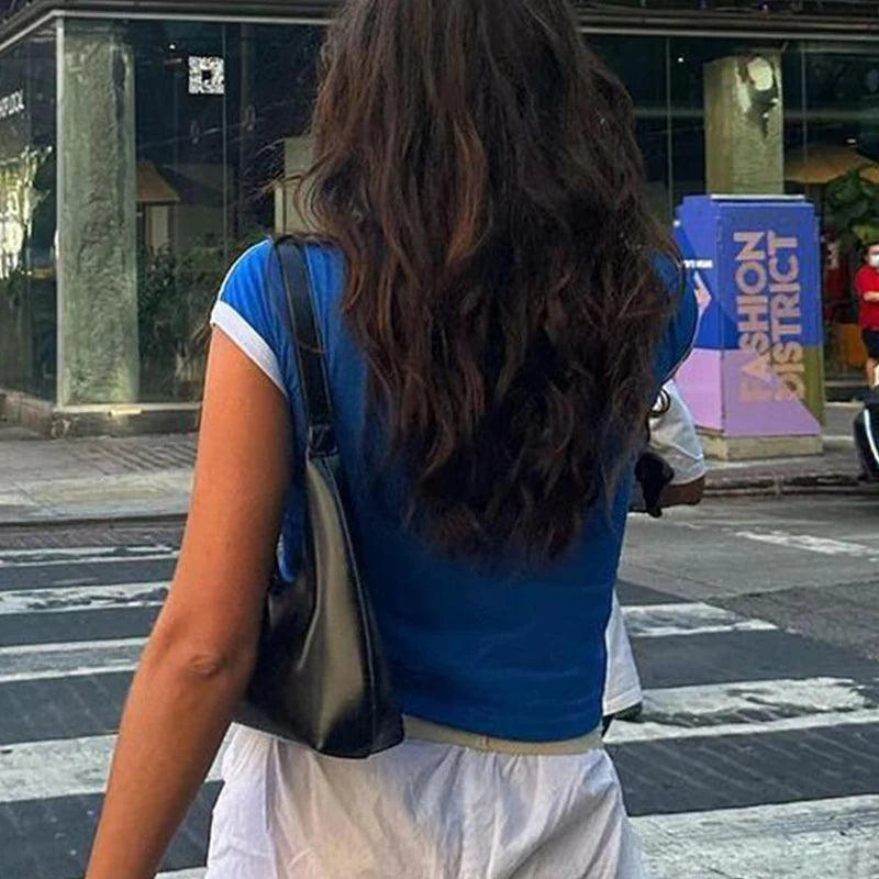 Camiseta corta de verano para mujer 2023 con letras de Brasil, estilo años 90, estética, Kpop, moda urbana, vintage Y2k, manga corta