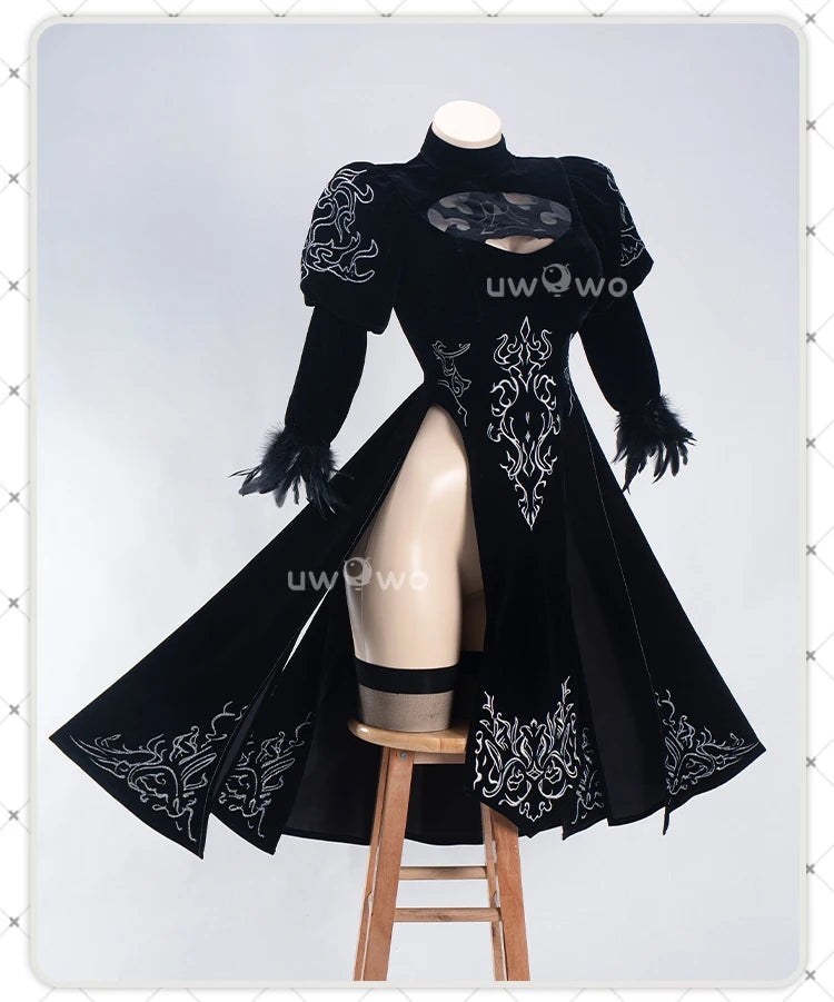 UWOWO 2B Cosplay Costume – Fanart Cheongsam Redesign Outfit (NieR: Automata Inspired, Halloween/Pre-Sale)