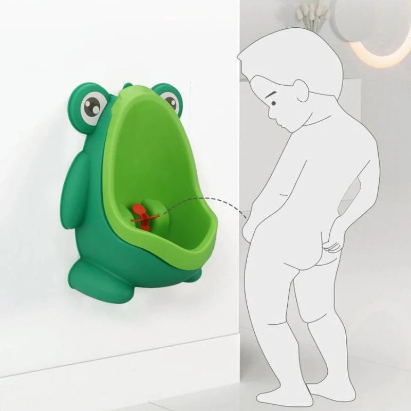 Urinoir d'apprentissage en forme de grenouille pour garçons – Entraîneur de toilettes pour tout-petings avec cible amusante, urinoir mural pour bébés et enfants