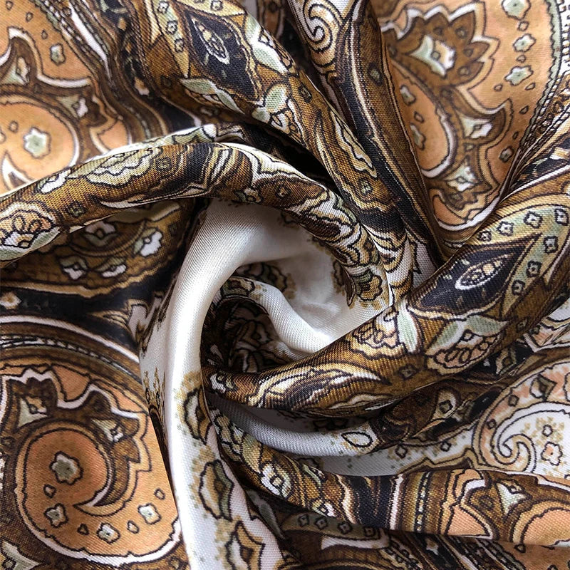 Bohemian Style Print Luxury Brand Silk Square Scarf Women Satin Shawls Neckerchief Wrap Scarves Bandana Hair Hjiab Floral