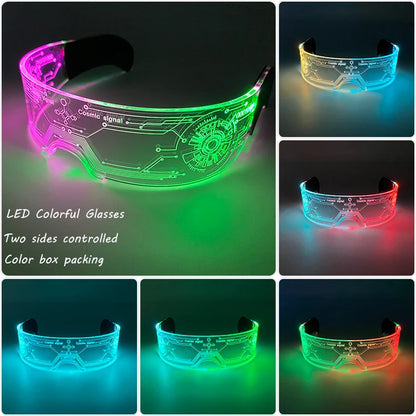 Gafas LED ciberpunk luminosas – Gafas futuristas con luz para cosplay, raves y fiestas de Halloween