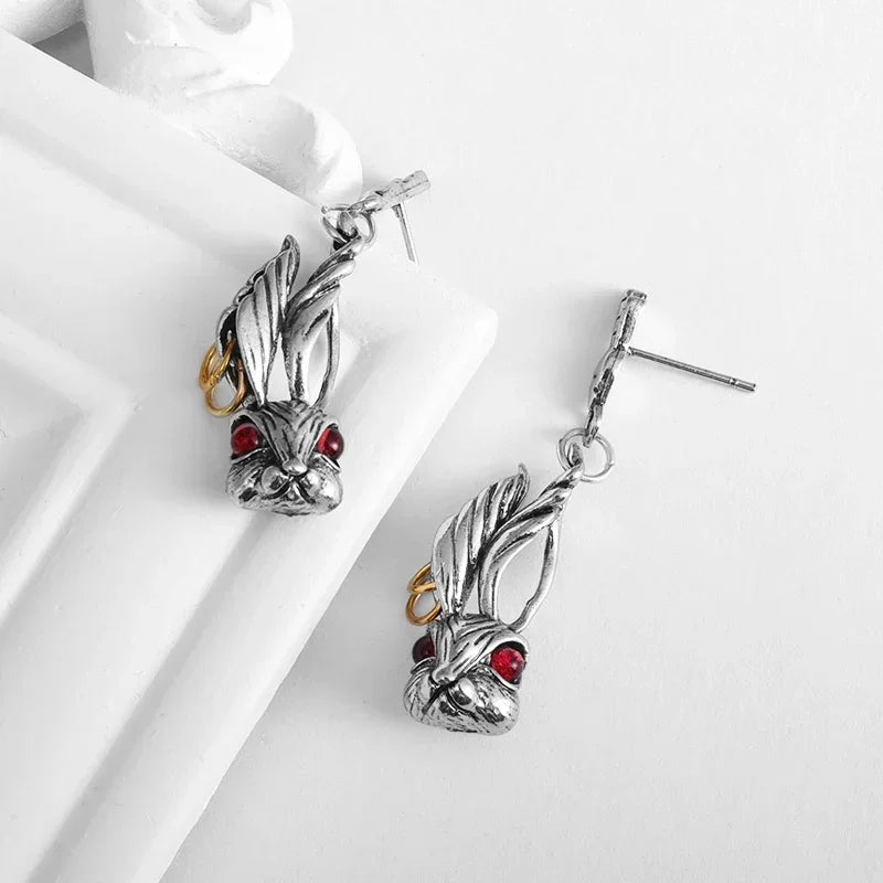 Gothic Bat Zircon Earrings – Dark Night Punk Rock Hip Hop Jewelry for Men & Women, Fashion Statement Earrings & Alternative Accessories
