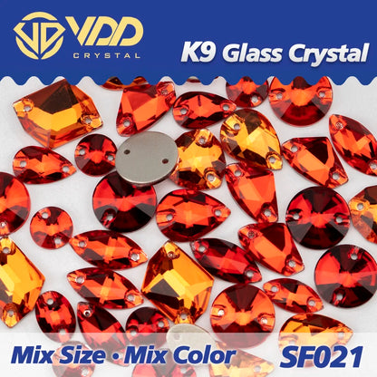 Strass à coudre en cristal K9 AB Mix – Pierres plates en verre AAAAA pour vêtements, robes de mariée et projets de bricolage