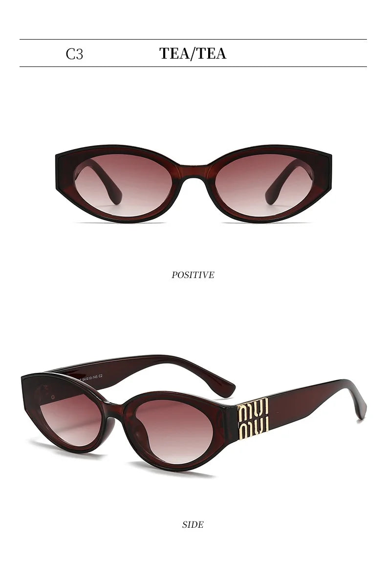 Luxury Glamour Sunglasses Men Women Oval UV400 Minimalist Fashion Brand Unisex Stylish Shades Sun Glasses