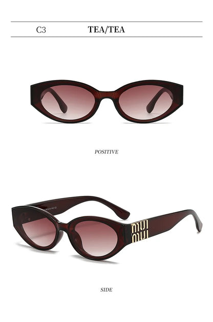 Luxury Glamour Sunglasses Men Women Oval UV400 Minimalist Fashion Brand Unisex Stylish Shades Sun Glasses