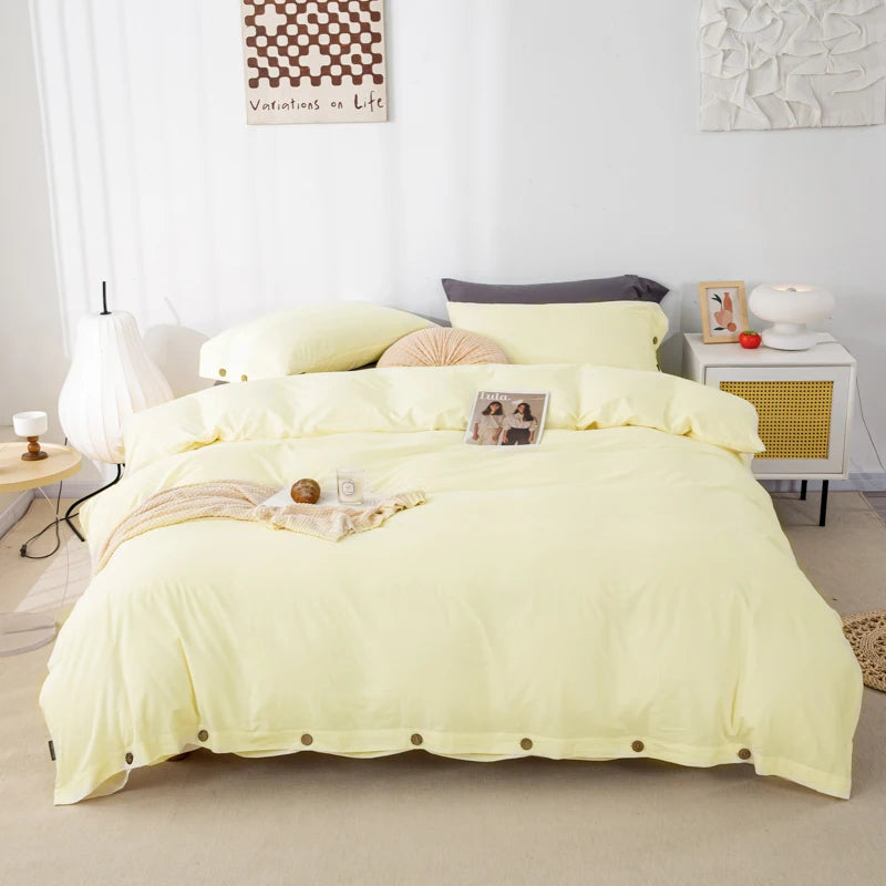 3-Piece 100% Cotton Bedding Set – Duvet Cover & Pillowcase Set for Queen & King Beds