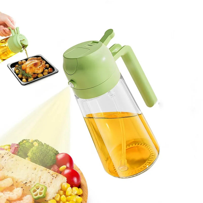 500ml 2-in-1 Oil Spray Bottle – Refillable Olive Oil Dispenser & Sprayer for Cooking, BBQ, Baking, Vinegar & Soy Sauce