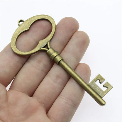 2 pendentifs clé de grande taille – Breloques de style tibétain pour la création de bijoux, fournitures artisanales pour colliers, bracelets et accessoires