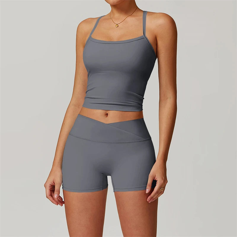 Conjunto de entrenamiento de 2 piezas para mujer: sujetador deportivo push-up y leggings de cintura alta, atuendo para yoga, gimnasio y fitness