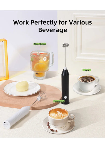 Mousseur à Lait Électrique Portatif – Fouet à Café & Batteur à Œufs pour Lattes, Matcha & Crèmes