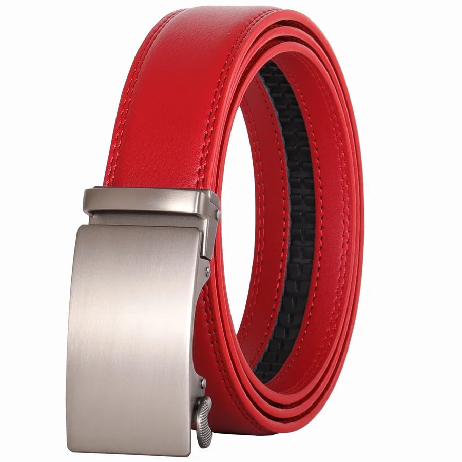 Plyesxale Men's Brown Leather Belt 2026 – Automatic Buckle Vintage Belt for Jeans, Luxury-Style Casual Waist Strap, Ceinture Homme B9