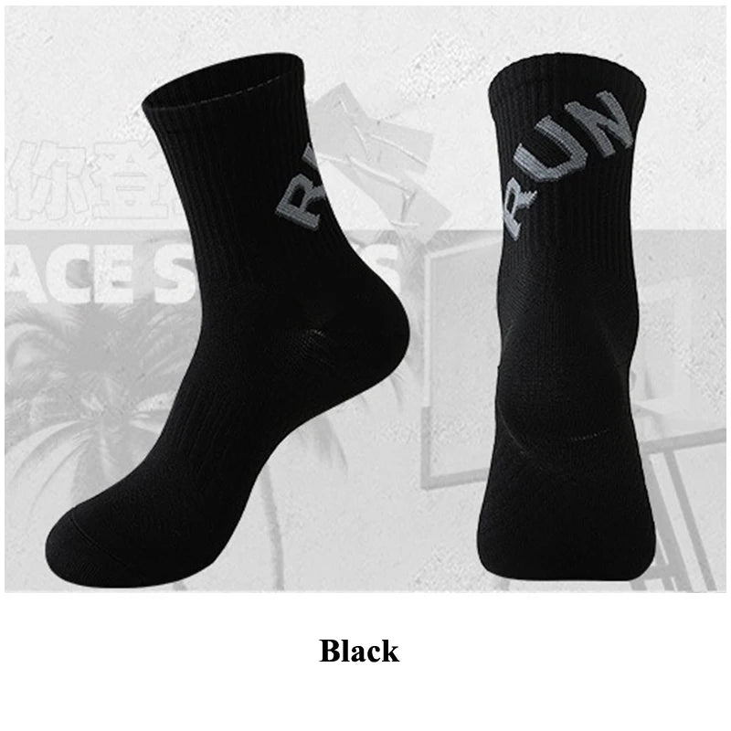 Running Socks for Men & Women – Quick-Dry Middle Tube Crew Socks for Marathon, Cycling & Fitness Training