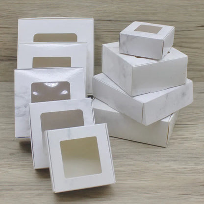 10 BOÎTES CADEAUX en papier kraft blanc avec fenêtre pour Noël, cadeaux, petites attentions et emballages de vente au détail