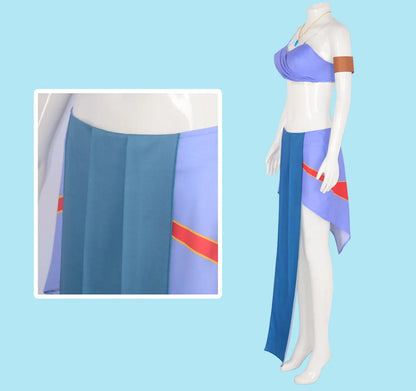 Halloween Princess Kida (Atlantis) Cosplay Costume – Adult Women Blue Dress Set (Carnival/Party Fancy Dress Outfit)