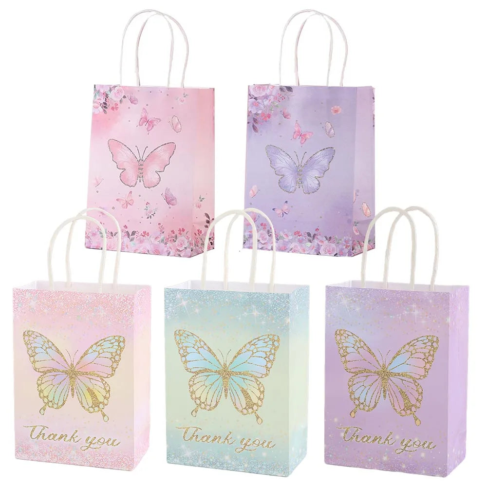 Bolsas de regalo de papel kraft de 5/10/25/50 piezas con asas – Bolsas de regalo y dulces de 10 colores para cumpleaños, bodas, baby showers y empaques de regalo