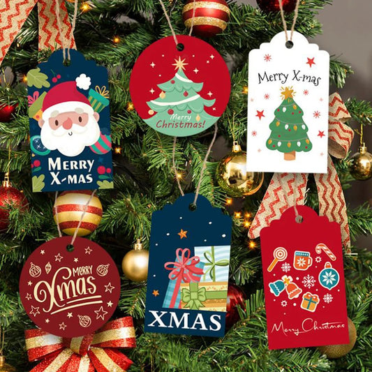 48PCS Merry Christmas Gift Tags – DIY Handmade Gift Wrapping Labels for Xmas, New Year, Gift Cards & Tree Hanging Decor