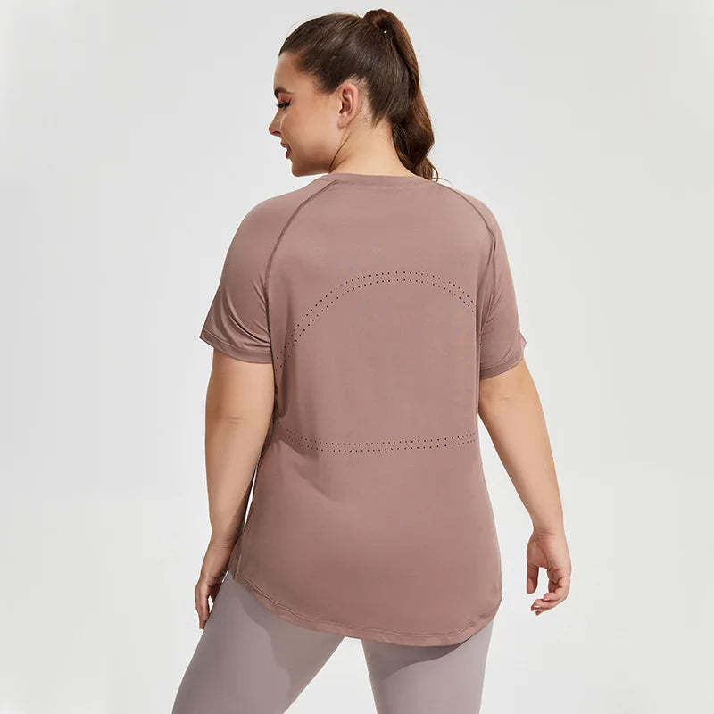 Plus Size Women's Sports T-Shirt – Short-Sleeve Breathable Fitness & Yoga Top for Gym, Running, Training & Everyday Activewear