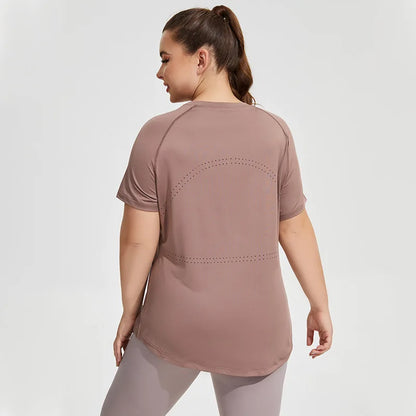 Plus Size Women's Sports T-Shirt – Short-Sleeve Breathable Fitness & Yoga Top for Gym, Running, Training & Everyday Activewear