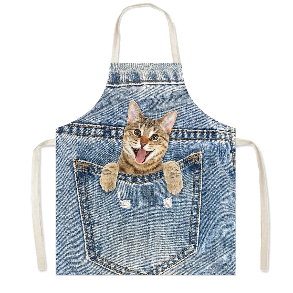 Funny Cowboy Cat & Dog Apron – Cute Pinafore Cooking & Kitchen Apron for Women, Chef, Waiter & Household Cleaning
