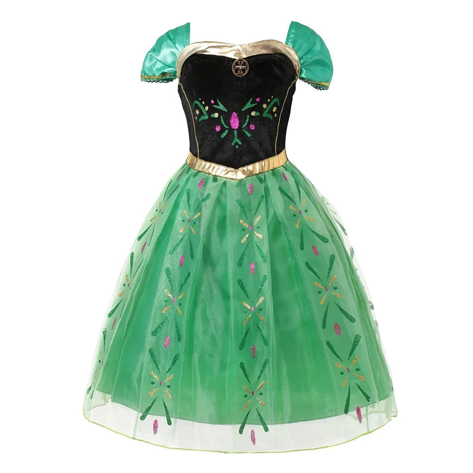 Girls’ Princess Cosplay Dress – Elsa, Anna & Rapunzel-Inspired Kids Costume for Halloween, Birthday Parties & Dress-Up Events