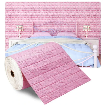 Papel tapiz de ladrillo de espuma 3D autoadhesivo – Paneles de pared impermeables despegables y pegables (70 × 1000 cm)