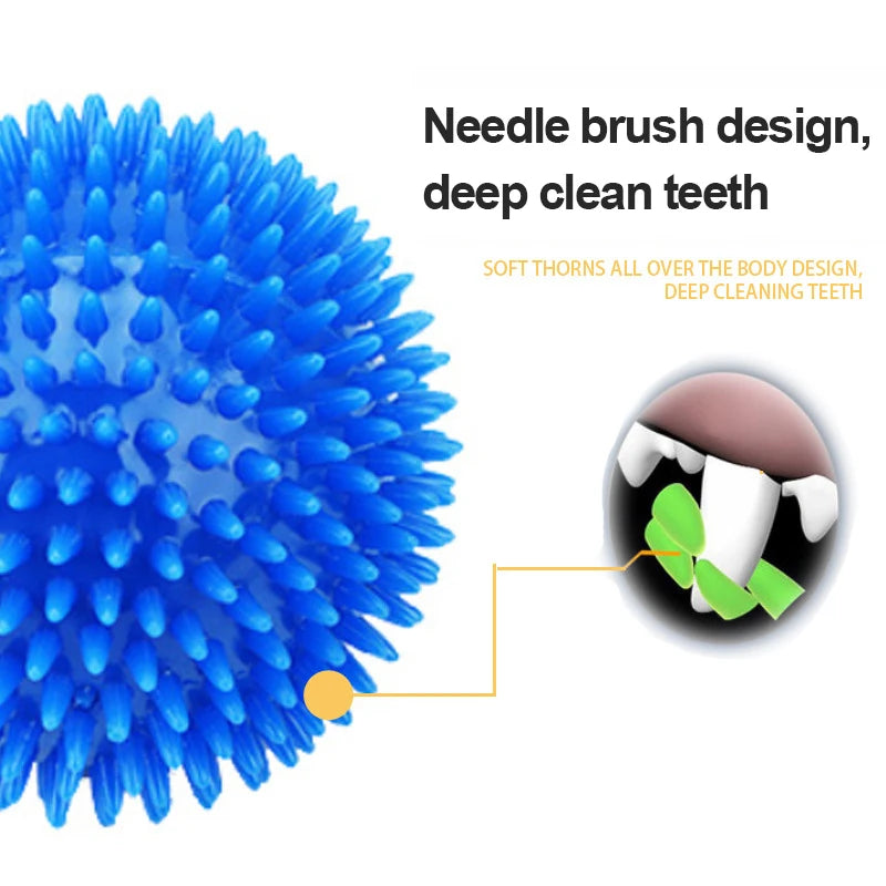Juguete para perros con pelota chirriante de TPR, mordedor para limpiar los dientes para perros, gatos y cachorros, juguete interactivo de entrenamiento