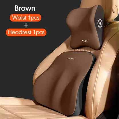 Ensemble coussin appui-tête et support lombaire en mousse à mémoire de forme pour voiture – Oreiller universel cou et dos pour un confort de conduite