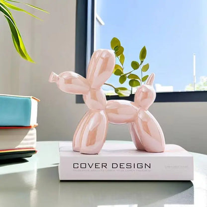 Sculpture de Chien Ballon en Céramique Nordique – Figurine Décorative Moderne pour Maison, Bureau et Étagère