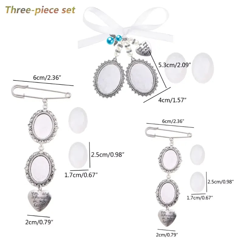 Wedding Bouquet Photo Charm – Oval Picture Frame Pendant Brooch for Bridal Bouquets & Memorial Keepsakes