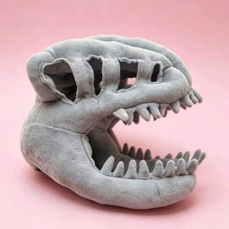 ZHAYA Dinosaur Skeleton Hat – Plush Tyrannosaurus Rex Bone Headpiece for Dogs & Cats, Adjustable Funny Photo Prop & Cosplay Costume