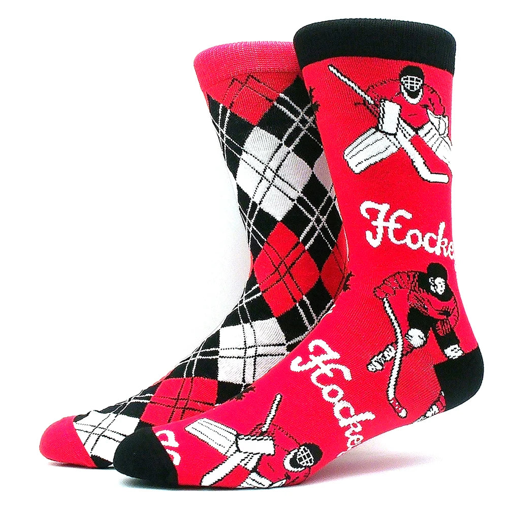 Funny Colorful Hip Hop Socks – Combed Cotton Animal, Astronaut & Geometric Print Socks for Men & Women, Business Dress Wear