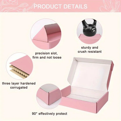 10 Cajas de Cartón Ondulado Rosas para Envíos – Pequeñas Cajas de Regalo para Embalaje de Comercio Electrónico, Envíos de Pequeñas Empresas y Entrega de Productos