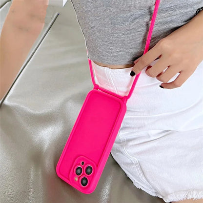 Funda Cruzada para Teléfono con Cordón Ajustable – Cubierta Protectora Suave para iPhone 17, 16, 16E, 15, 14, 13, 12, 11, X, XS, 8 Plus y SE 2022, Funda para Teléfono de Hombro con Manos Libres