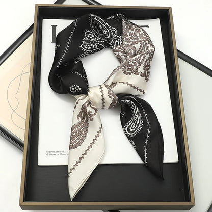 70x70CM Foulard en soie imprimé pour femme – Châle Pashmina carré tendance, tour de cou de luxe, bandeau et bandana décoratif
