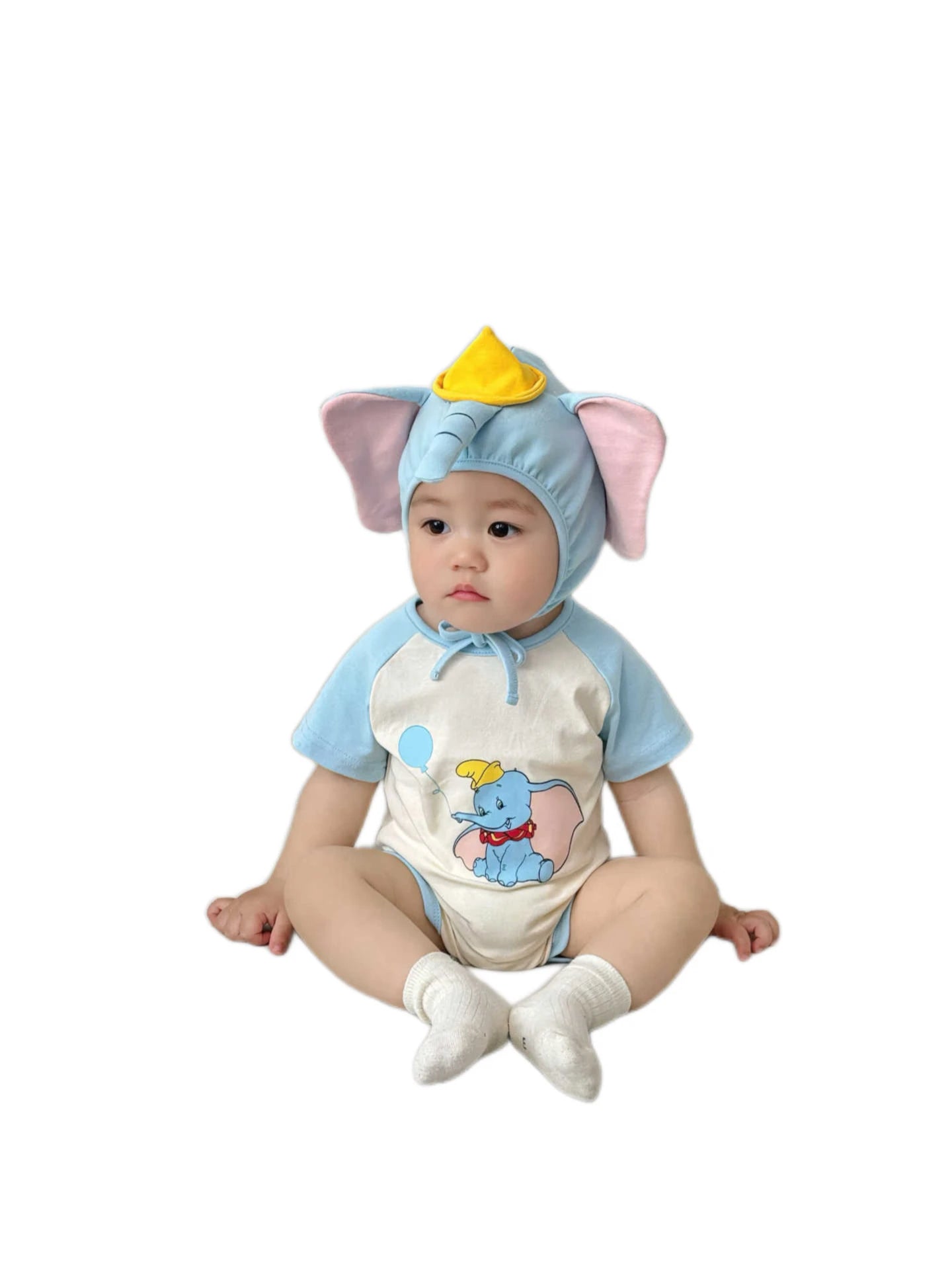 3D Elephant Baby Romper with Hat Set Short Sleeve Newborn Bodysuit Summer Outfit
