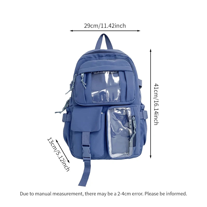 Cute Nylon Backpack for Girls & Women – Multi-Pocket Student School Bag, Lightweight Casual Backpack for Students, Travel & Daily Use