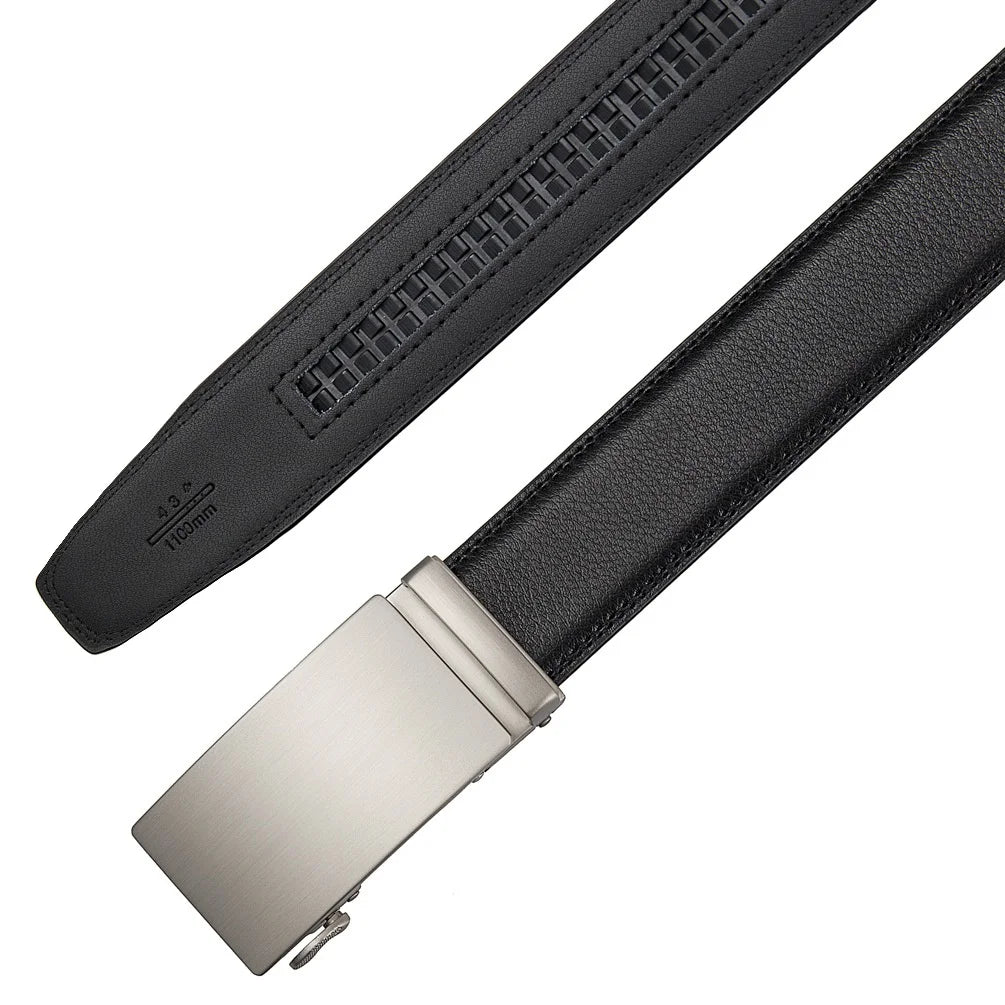 Men's 3.5cm Alloy Automatic Buckle Belt – Durable PU Leather Waist Belt, High-End Fashion Business Strap for Casual & Formal Wear