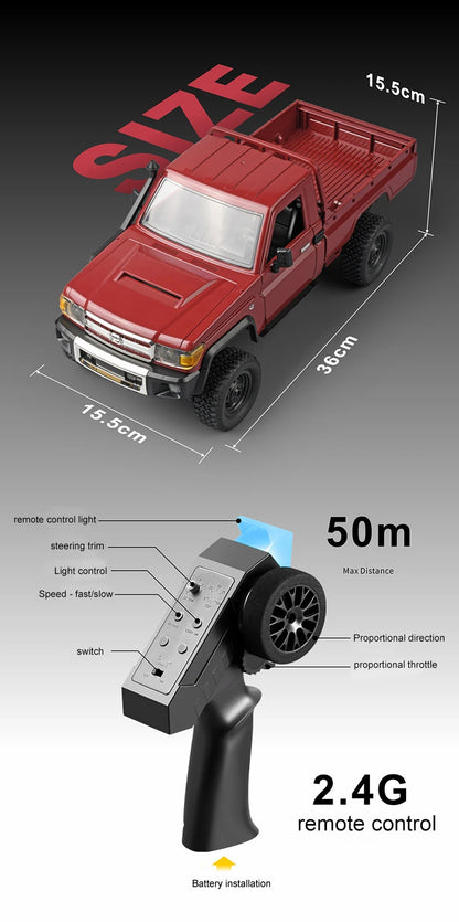 ZWN MN82 Camion Tout-Terrain RC 4x4 LC79 à l'Échelle 1:12 avec Lumières LED, Modèle de Simulation Complet pour Enfants et Adultes