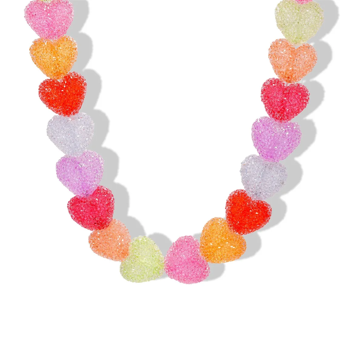 Colorful Love Resin Necklace – Sweet Candy-Inspired Pendant with Cute Niche Design & Gold-Plated Finish, Trendy Fashion Jewelry