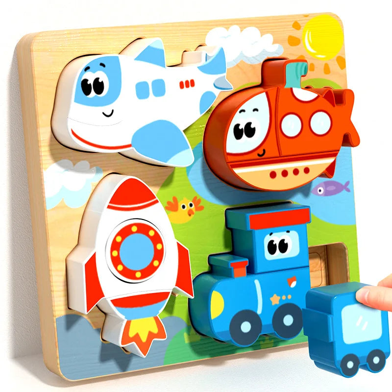 Montessori Wooden Building Blocks Color & Shape Matching Puzzle Educational Toy for Kids