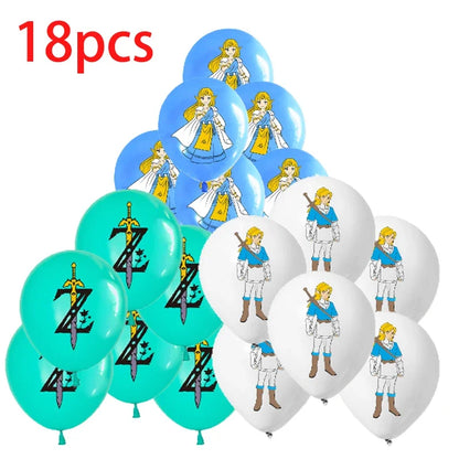 Zelda Tears of the Kingdom Party Decoration Set – Balloons, Flags & Birthday Party Props
