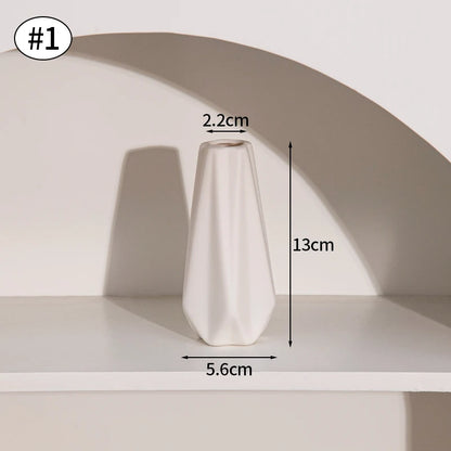 Florero Nórdico de Cerámica Blanca – Jarrón Decorativo Moderno para Sala de Estar, Decoración del Hogar y Escritorio