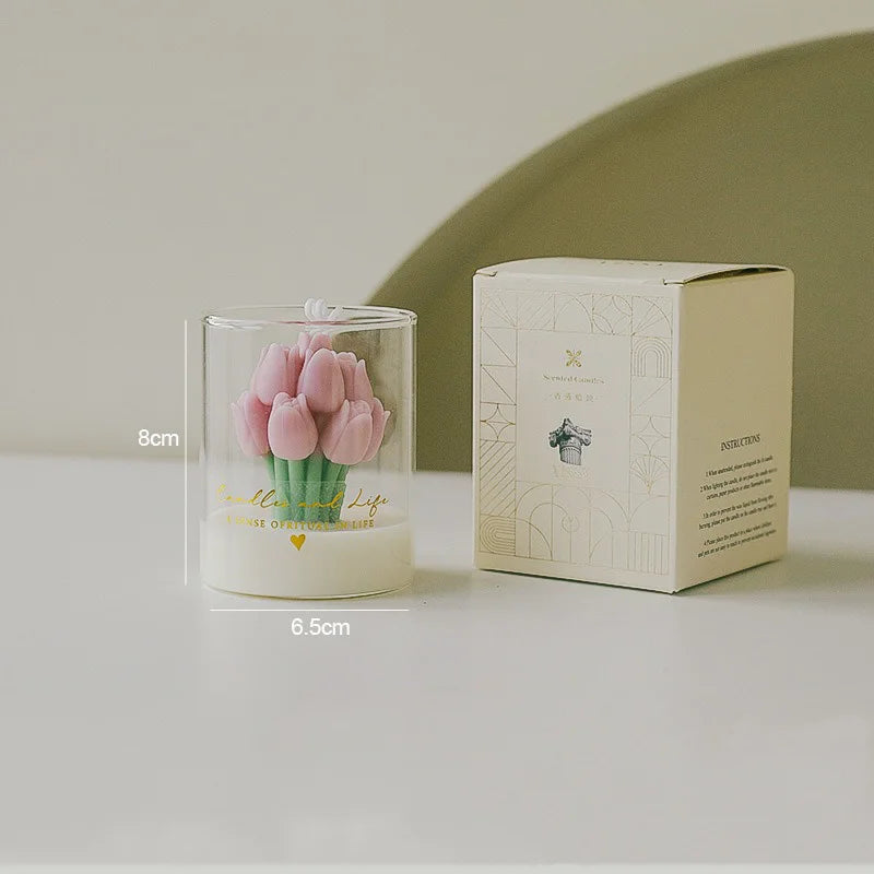 Handmade Tulip Bouquet Candle – Scented Soy Wax Aromatherapy Candle for Weddings, Birthdays, Parties & Home Decoration