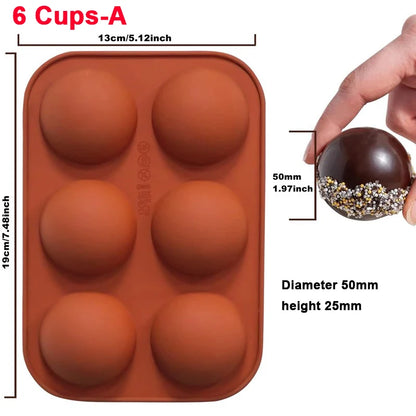 Semi-Sphere Silicone Chocolate Mold – Half-Ball Dome Cake Baking Tray for Chocolate, Pudding, Candy & Jelly, Reusable DIY Kitchen Baking Tool