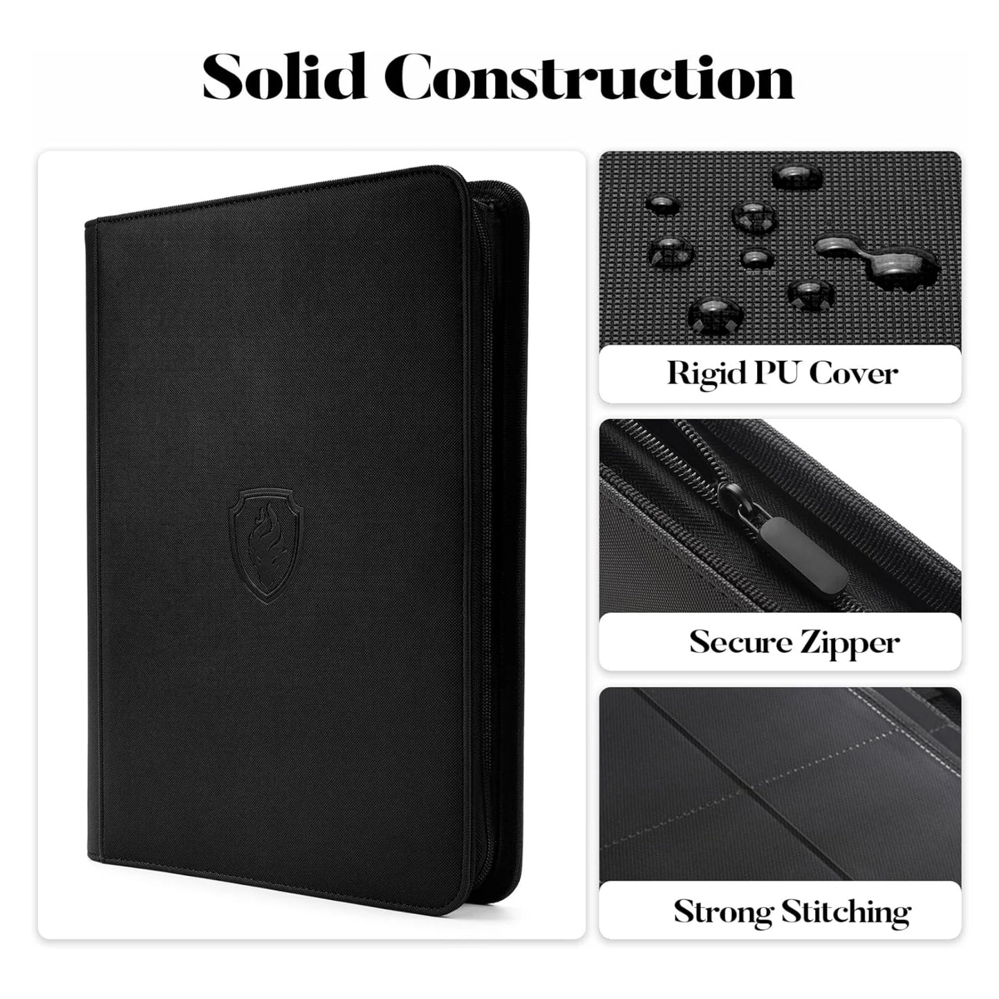 9 Pocket Zipper Trading Card Binder | 360 Card Holder Album with Premium PU Cover & Side-Loading Sleeves