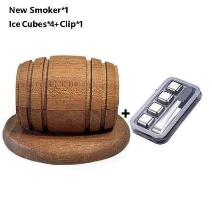 Cocktail Smoker Kit with Apple, Cherry, Oak & Pecan Wood Chips – Whiskey Drink Smoker with Wooden Smoking Hood for Bar & Kitchen